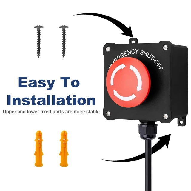 Alt view image 6 of 7 - 440V 16A Emergency Stop Switch with 10ft Heavy-Duty Cord & E-Stop
