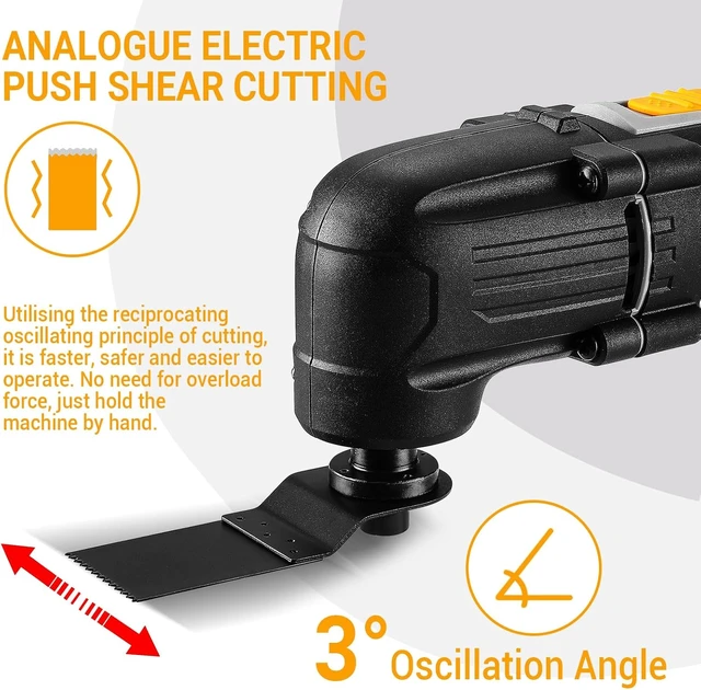 Alt view image 4 of 7 - 2.5-Amp Corded Oscillating Multi Tool, 3000-22000 RPM 6-Speed Control, 3° Oscillation Angle, Soft-Grip Saw for Wood/Plastic/Metal