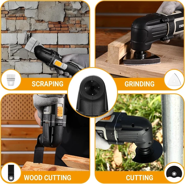 Alt view image 6 of 7 - 2.5-Amp Corded Oscillating Multi Tool, 3000-22000 RPM 6-Speed Control, 3° Oscillation Angle, Soft-Grip Saw for Wood/Plastic/Metal
