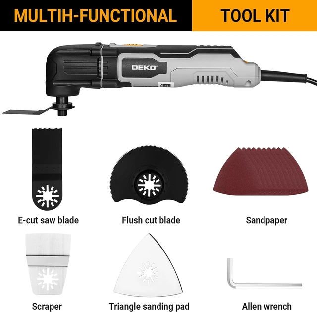 Alt view image 7 of 7 - 2.5-Amp Corded Oscillating Multi Tool, 3000-22000 RPM 6-Speed Control, 3° Oscillation Angle, Soft-Grip Saw for Wood/Plastic/Metal