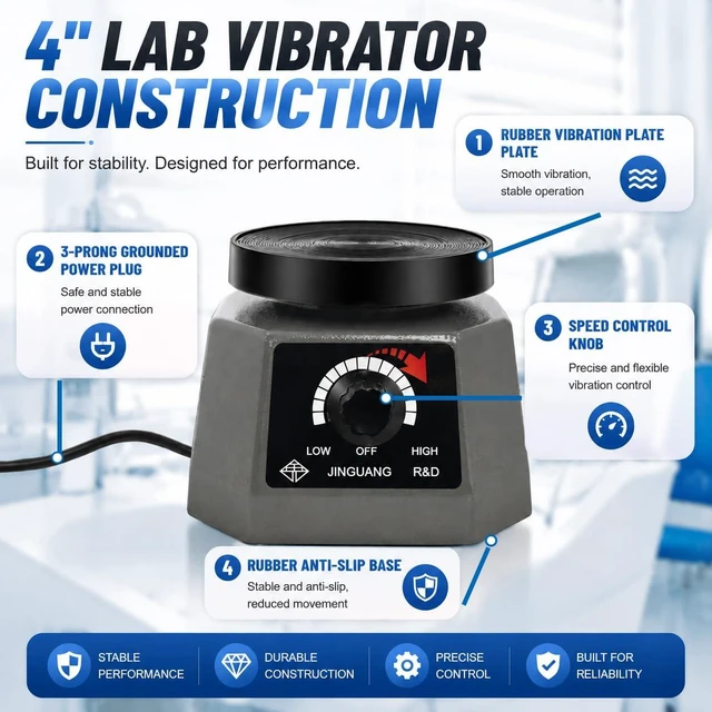 Alt view image 3 of 7 - 100W 4 Lab Oscillator Mixing Machine, Knob Speed Control for Efficient Bubble Removal in Plaster, Epoxy Resin & Gypsum