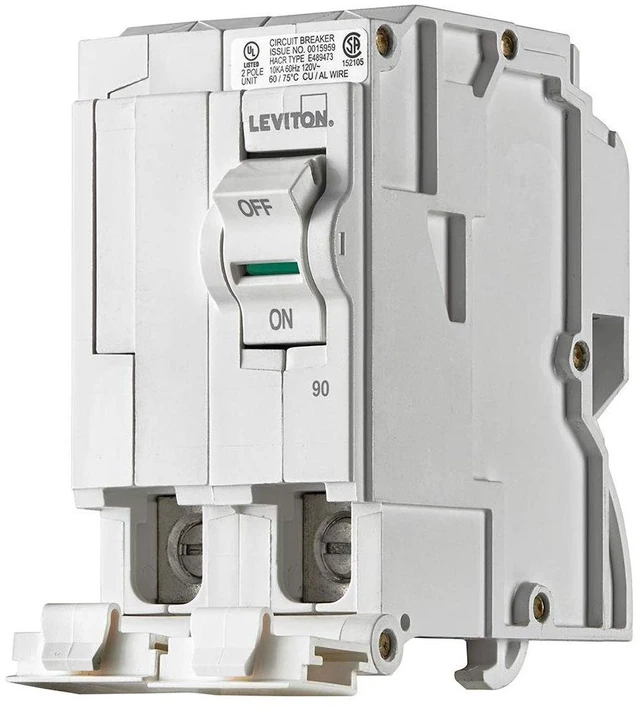 Main image of LB290 90A 2-Pole Plug-On Hydraulic Magnetic Branch Circuit Breaker, 120/240 VAC, White