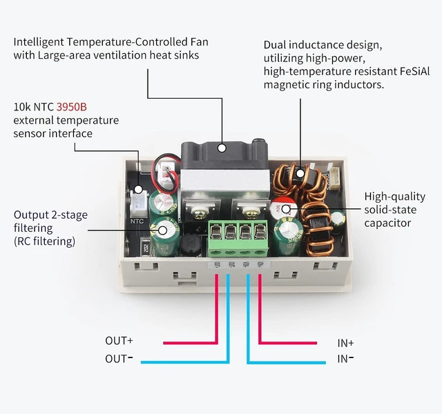 Alt view image 3 of 7 - SK-120X Adjustable 120W DC-DC Buck-Boost Power Converter, CC/CV 6-36V to 0-36V with Color Display, Regulated Laboratory Power Supply