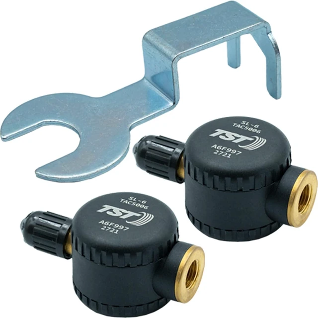 Main image of TST 507 TPMS Tire Pressure Monitoring System, 2 Flow-Thru Sensors for Metal Valve Stems, for Caravans, Motorhomes & Campervans