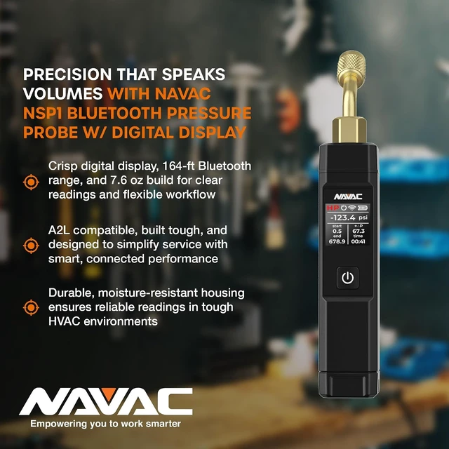 Alt view image 6 of 7 - NSP1 Bluetooth Pressure Probe with Digital Display, 164 ft Range