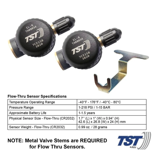 Alt view image 2 of 6 - TST 507 TPMS Tire Pressure Monitoring System, 2 Flow-Thru Sensors for Metal Valve Stems, for Caravans, Motorhomes & Campervans