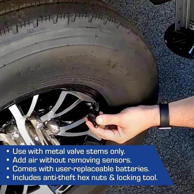 Alt view image 6 of 6 - TST 507 TPMS Tire Pressure Monitoring System, 2 Flow-Thru Sensors for Metal Valve Stems, for Caravans, Motorhomes & Campervans