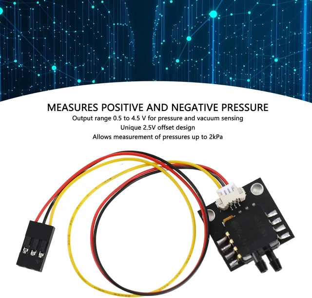 Alt view image 2 of 7 - Differential Pressure Sensor Board, MPXV7002DP Transducer with 0.5-4.5V Output for Pressure & Vacuum Sensing
