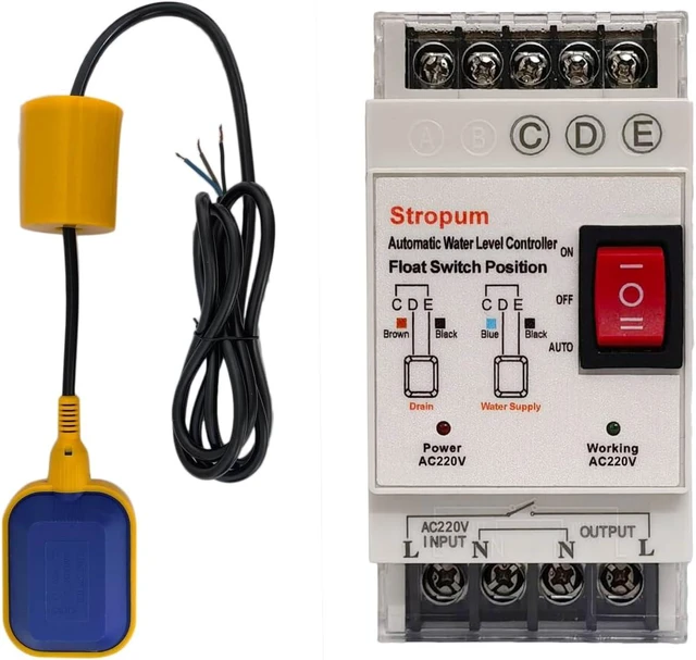 Main image of AC 220V Sump Pump Float Switch Controller, Automatic Water Level Relay with 9.8ft Float for Sewage Pump, Water Tank & Septic Tank, FL-4