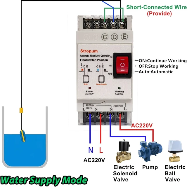 Alt view image 2 of 6 - AC 220V Sump Pump Float Switch Controller, Automatic Water Level Relay with 9.8ft Float for Sewage Pump, Water Tank & Septic Tank, FL-4