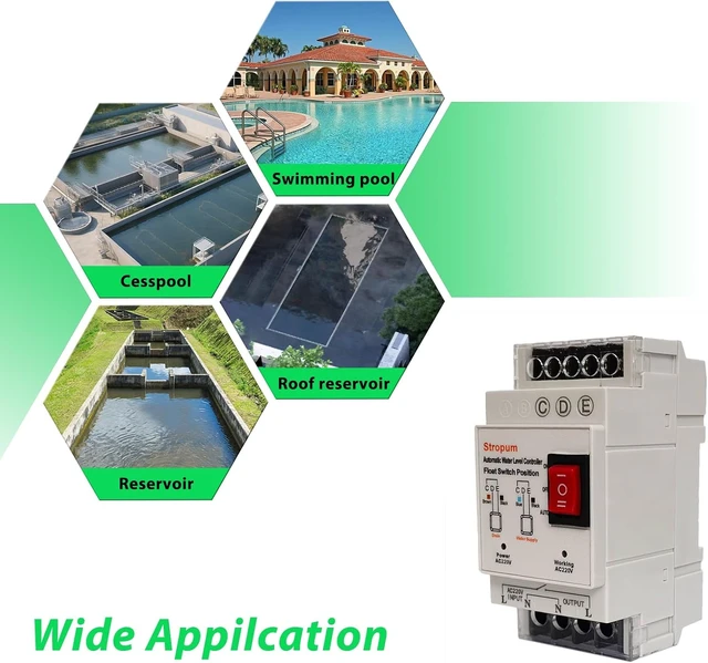 Alt view image 5 of 6 - AC 220V Sump Pump Float Switch Controller, Automatic Water Level Relay with 9.8ft Float for Sewage Pump, Water Tank & Septic Tank, FL-4