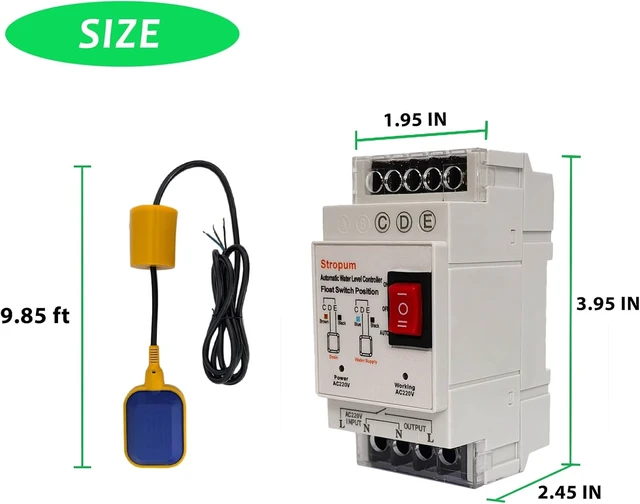 Alt view image 6 of 6 - AC 220V Sump Pump Float Switch Controller, Automatic Water Level Relay with 9.8ft Float for Sewage Pump, Water Tank & Septic Tank, FL-4