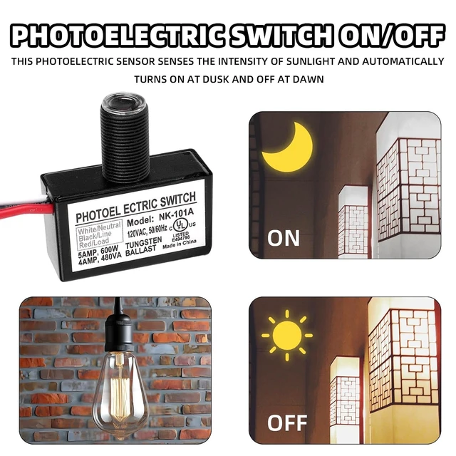 Alt view image 4 of 7 - 10pcs 105V-130V AC Photocell Light Sensor, Auto On/Off