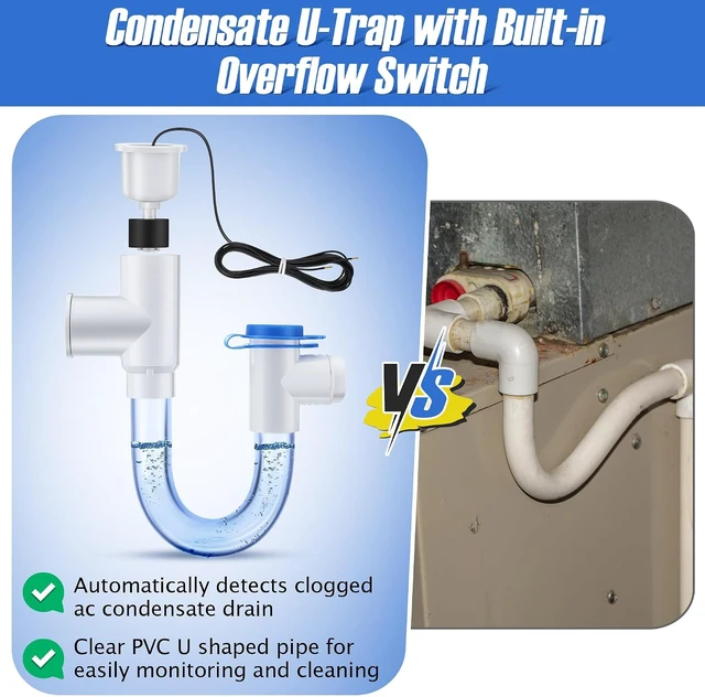 Alt view image 2 of 7 - 4 Pack 3/4" Condensate Trap with Built-in Overflow Switch, White