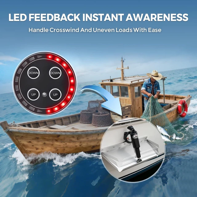 Alt view image 3 of 7 - 15170-001 Trim Tab Tactile Switch Kit with LED Indicator & Dual Control Panels, 12V/24V Waterproof for Lenco Marine Actuators, Boats & Yachts