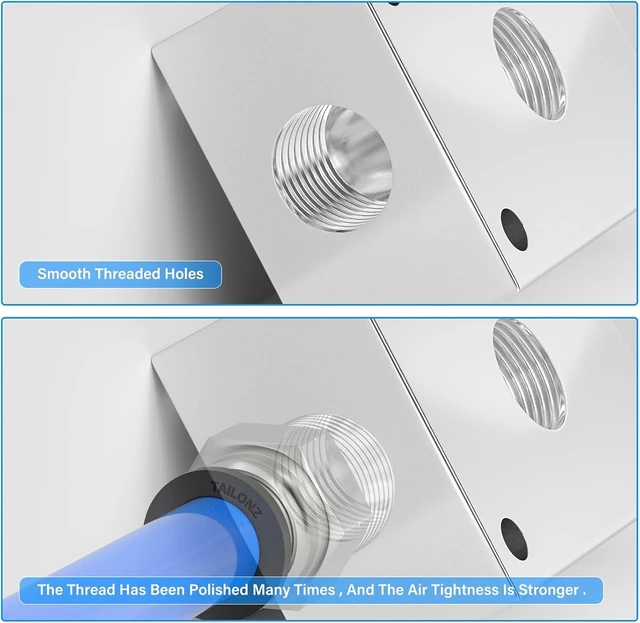 Alt view image 3 of 7 - 1/4" OD Push-to-Connect Manifold Block Assembly, Pneumatic Shunt Fittings (Pack of 5)