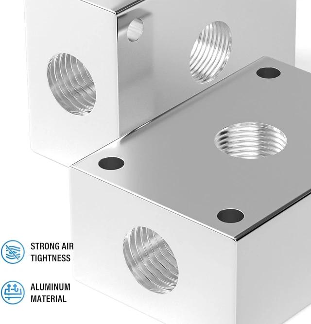 Alt view image 5 of 7 - 1/4" OD Push-to-Connect Manifold Block Assembly, Pneumatic Shunt Fittings (Pack of 5)
