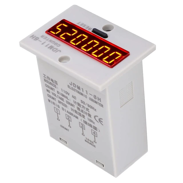 Alt view image 4 of 7 - 4Pcs JDM11-6H Electronic Counter, 6-Digit LED Display AC110V Counter Relay, No Voltage