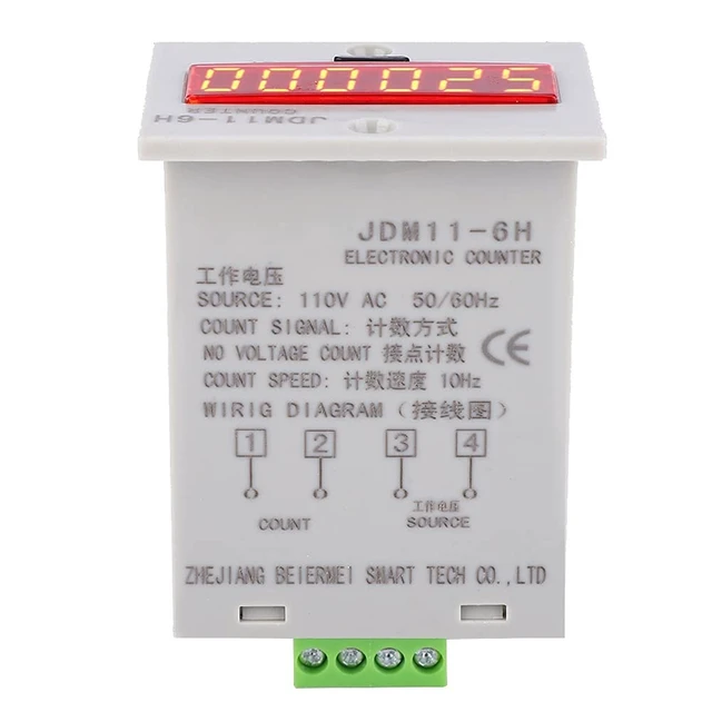 Alt view image 5 of 7 - 4Pcs JDM11-6H Electronic Counter, 6-Digit LED Display AC110V Counter Relay, No Voltage
