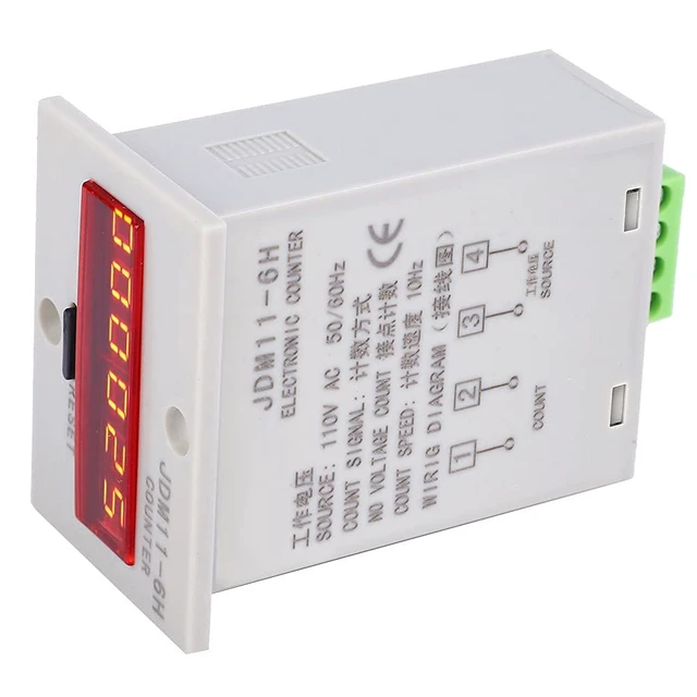 Alt view image 7 of 7 - 4Pcs JDM11-6H Electronic Counter, 6-Digit LED Display AC110V Counter Relay, No Voltage