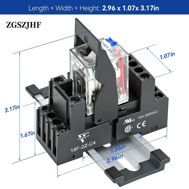 Alt view image 6 of 7 - UL Listed 12Pcs Electromagnetic Power Relay, Din Rail 8-Pin 10Amp 24V DC with Test Button & LED Indicator, 2NO 2NC DPDT for PLC