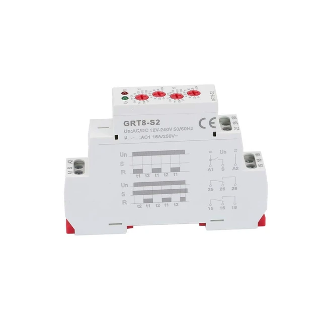 Alt view image 7 of 7 - GRT8-0.1S-100 Days Asymmetric Repeat Cycle Timer Relay, 35mm DIN Rail AC/DC 12-240V for Cyclic Delay Control