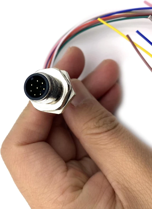 Alt view image 7 of 7 - 5Pcs M12 8-Pin A-Code Male Connector Cable, IP67 Waterproof Back Mount Unshielded Straight Aviation Socket, 60V 2A (0.5M/1.64ft)