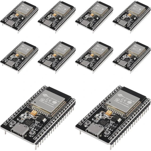 Main image of 10 Pieces 38-Pin ESP32S ESP-WROOM-32 WiFi & Bluetooth Development Board, USB Type-C CP2102 Dual-Core ESP32 for IoT Projects, Compatible with IDE