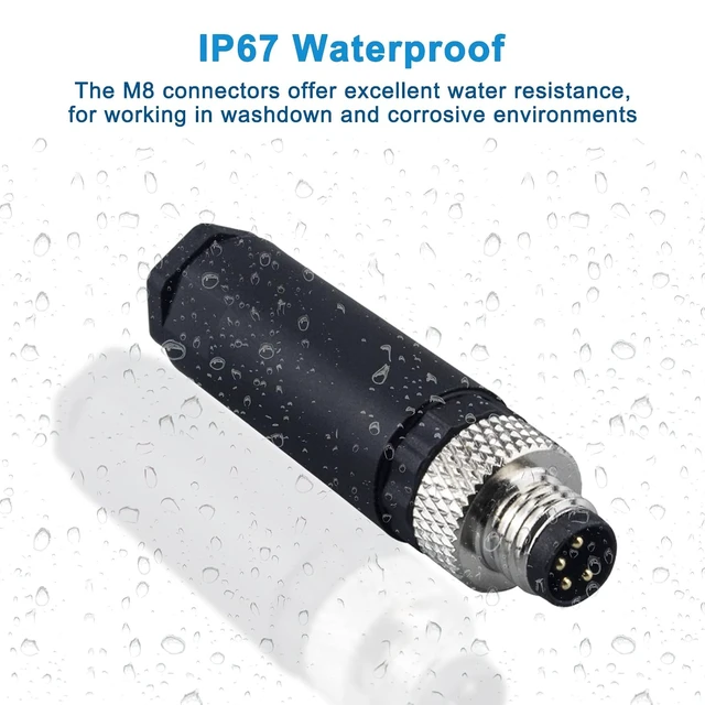 Alt view image 2 of 7 - M8 4-Pin A-Code Male & Female Panel Connector, IP67, 4 Sets