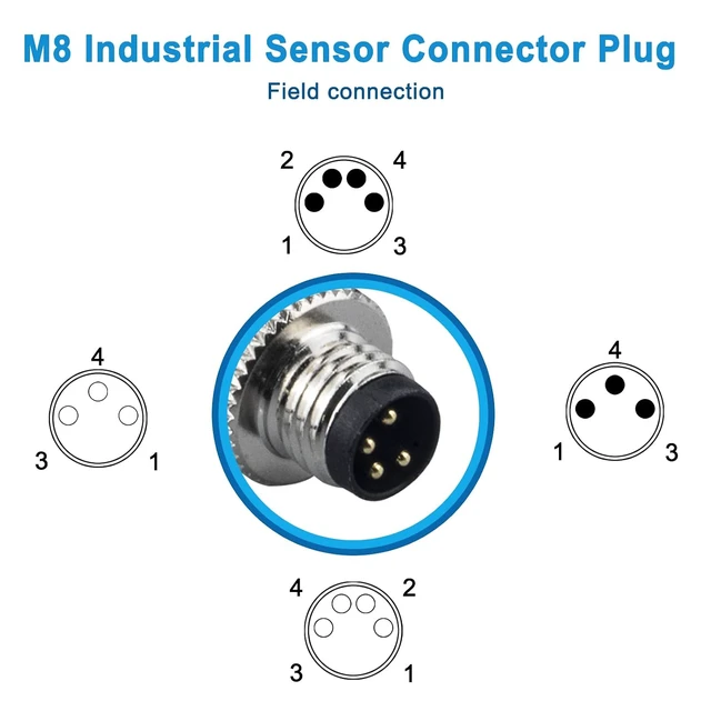 Alt view image 7 of 7 - M8 4-Pin A-Code Male & Female Panel Connector, IP67, 4 Sets
