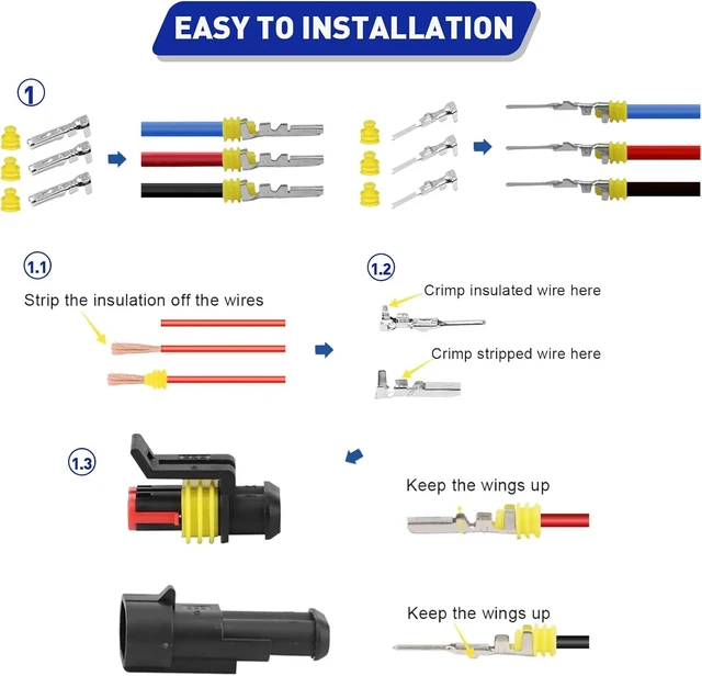 Alt view image 3 of 7 - 709Pcs Waterproof Wire Connector Kit, 43 Kits 1/2/3/4/5/6 Pin Weather Pack for 13-20 AWG with Ratchet Crimping Tool