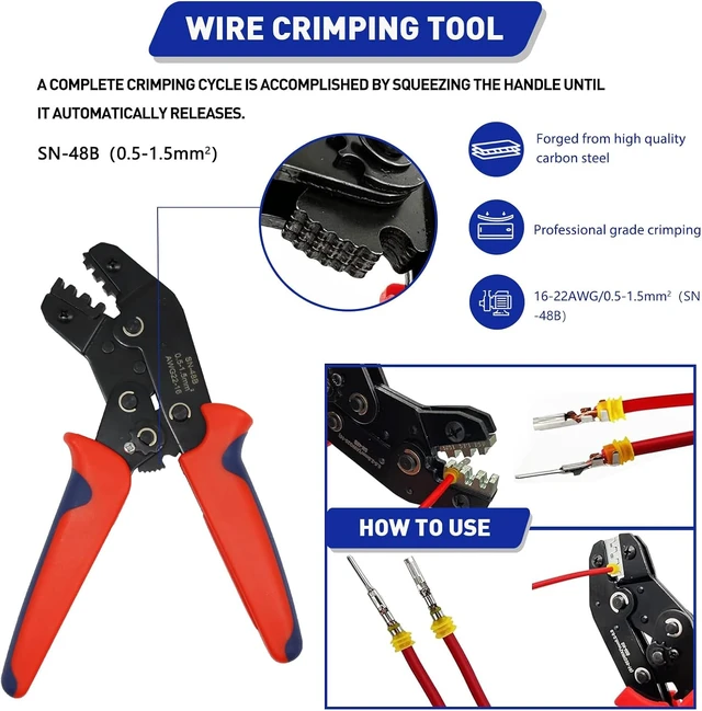Alt view image 6 of 7 - 709Pcs Waterproof Wire Connector Kit, 43 Kits 1/2/3/4/5/6 Pin Weather Pack for 13-20 AWG with Ratchet Crimping Tool