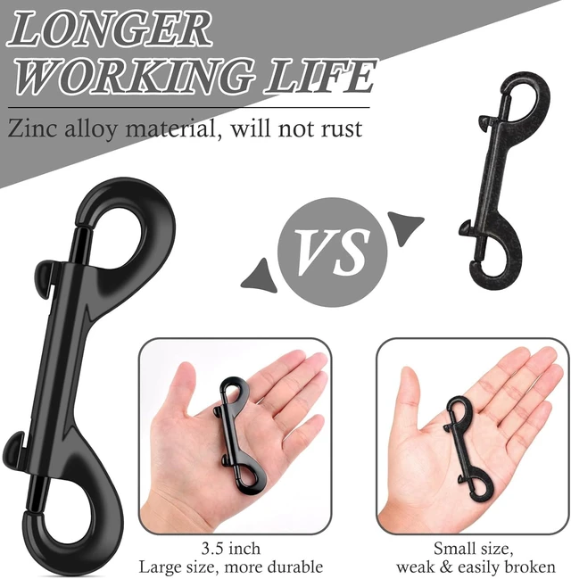 Alt view image 4 of 7 - 3.5" Zinc Alloy Double-Ended Bolt Snap Hooks, 110lbs Heavy-Duty Trigger Clips for Dog Leashes, Water Buckets, Horse Feed & Hammocks (35 Pack)