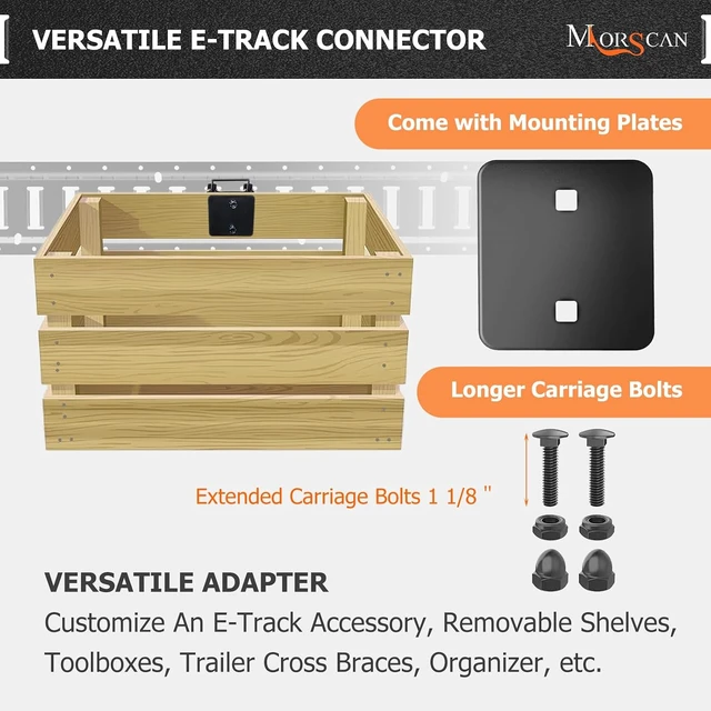 Alt view image 2 of 7 - Double-Fitting E-Track Connectors with Square Plates, 10-Pack