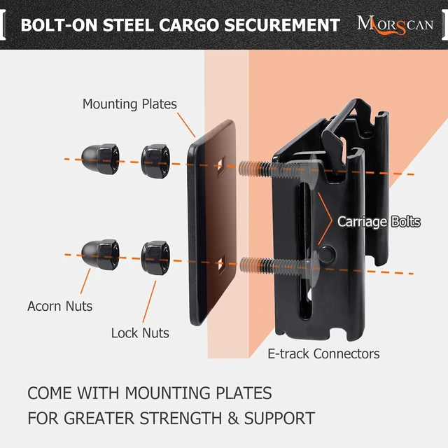 Alt view image 3 of 7 - Double-Fitting E-Track Connectors with Square Plates, 10-Pack