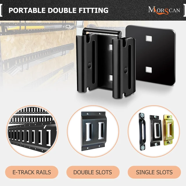 Alt view image 5 of 7 - Double-Fitting E-Track Connectors with Square Plates, 10-Pack