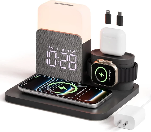 Main image of 7-in-1 Alarm Clock Night Light with Charging Station Clock Charger for Bedroom