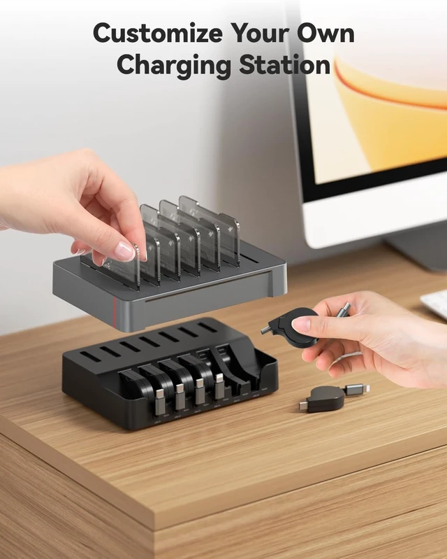 Alt view image 6 of 7 - HomeHub H1 Pro 120W Multi-Device Charging Station (Grey)