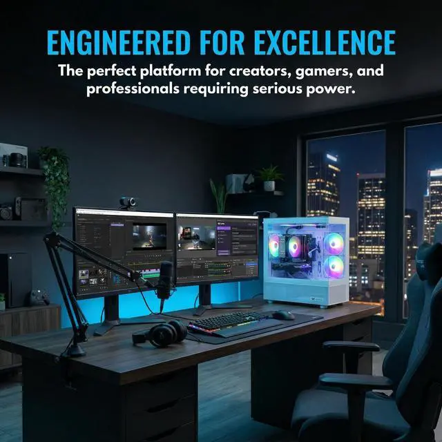 Alt view image 6 of 7 - AIGAMEPC Gaming PC Computer Desktop, Core i7 4790, GTX 1050 Ti 4GB, 16GB DDR3, 512GB M.2 SSD, BX3 550W 80PLUS Bronze PSU, WiFi 5, RGB Fan x5, Windows 11 Home, White PC