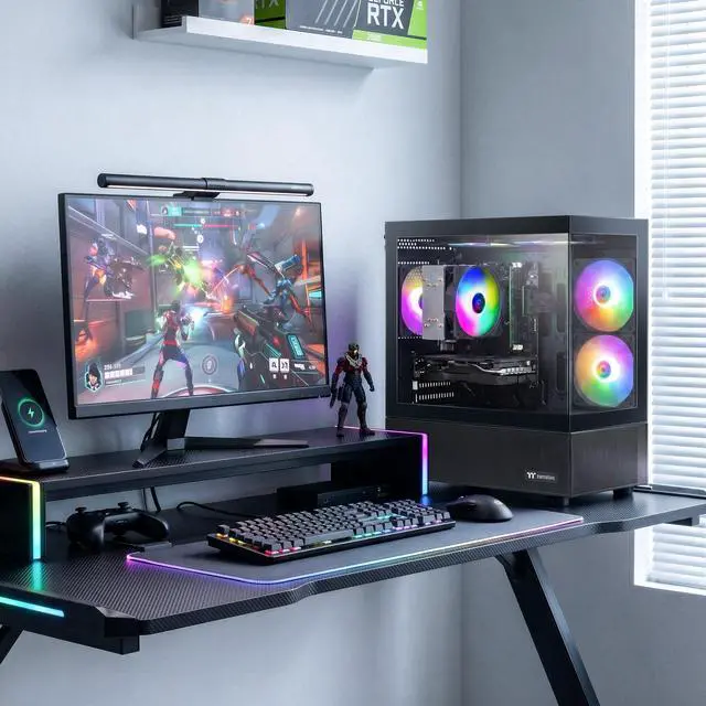Alt view image 7 of 7 - AIGAMEPC Gaming Desktop Computer, AMD R5 1600,RX 6500XT 4G D6 1024SP,16GB DDR4,512GB M.2 SSD, BX3 550W 80PLUS Bronze PSU, RGB Fan x5, WiFi Ready & Windows 11 Home, Black