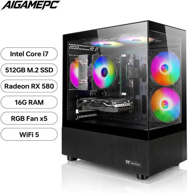 AIGAMEPC Gaming PC Desktop Computer, Intel Core i7 up to 4.0GHz