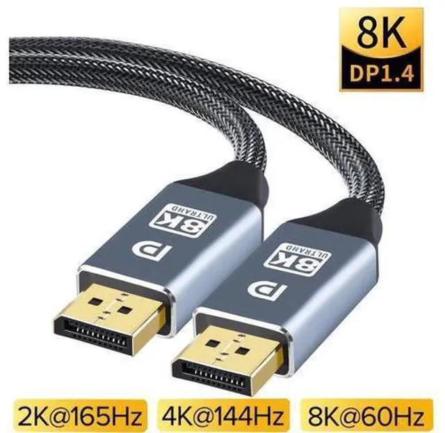 Main image of DisplayPort Cable 1.4 8K DP Cable (8K@60Hz, 4K@120Hz/144Hz,2K @144Hz/165Hz) HBR3 Support 32.4Gbps DCP 3D Slim and Flexible DP to DP Cable for Laptop PC TV Gaming Monitor (6.6ft/2m) 6.6 ft.