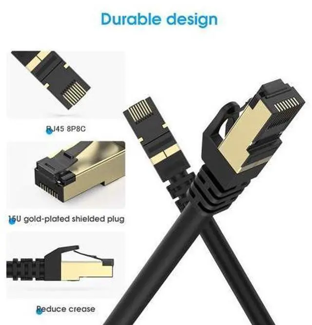 Alt view image 4 of 7 - Cat 8 Ethernet Cable 16.5ft, Internet Cable, Lastest 40Gbps 2000MHz High Speed SFTP Patch Cables with Gold Plated RJ45 Connector for Router, Modem, Gaming, Xbox Fibre Optic Cable