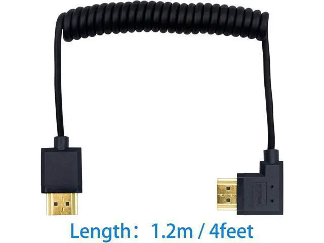 Alt view image 7 of 7 - Right Angle Coiled HDMI Cable 4FT/1.2M, Extreme Thin 90 Degree HDMI Male to Male Coiled Cable for 3D and 4K@60hz Ultra HD TV Stick for PS5, Blu-ray, Roku TV, Xbox Series X/S
