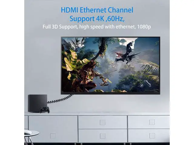 Alt view image 6 of 7 - Right Angle Coiled HDMI Cable 4FT/1.2M, Extreme Thin 90 Degree HDMI Male to Male Coiled Cable for 3D and 4K@60hz Ultra HD TV Stick for PS5, Blu-ray, Roku TV, Xbox Series X/S