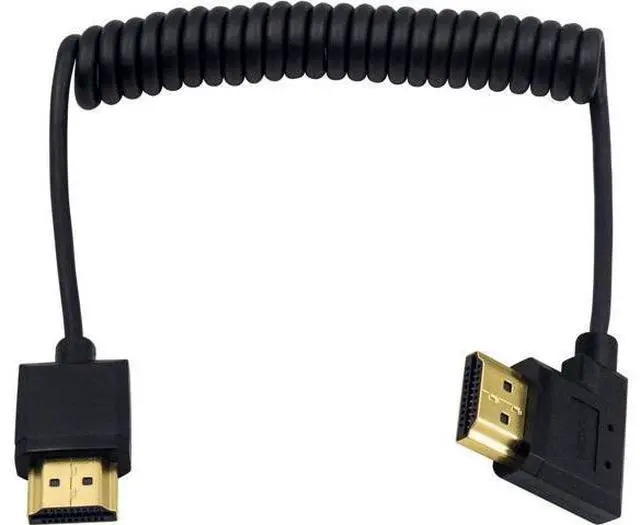 Main image of Right Angle Coiled HDMI Cable 4FT/1.2M, Extreme Thin 90 Degree HDMI Male to Male Coiled Cable for 3D and 4K@60hz Ultra HD TV Stick for PS5, Blu-ray, Roku TV, Xbox Series X/S