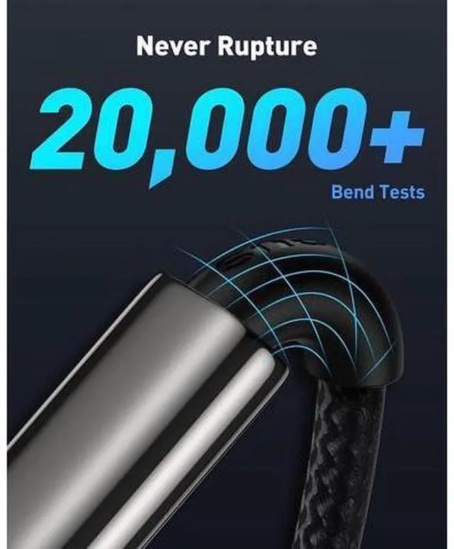 Alt view image 4 of 7 - USB C Cable, Baseus 100W PD 5A QC 4.0 Fast Charging USB C to USB C Cable, Zinc Alloy Nylon Braided Type C Data Cable for Samsung S21 S20+ S10 Note 10 iPad Pro MacBook Pro Google Pixel and more (6.6ft)