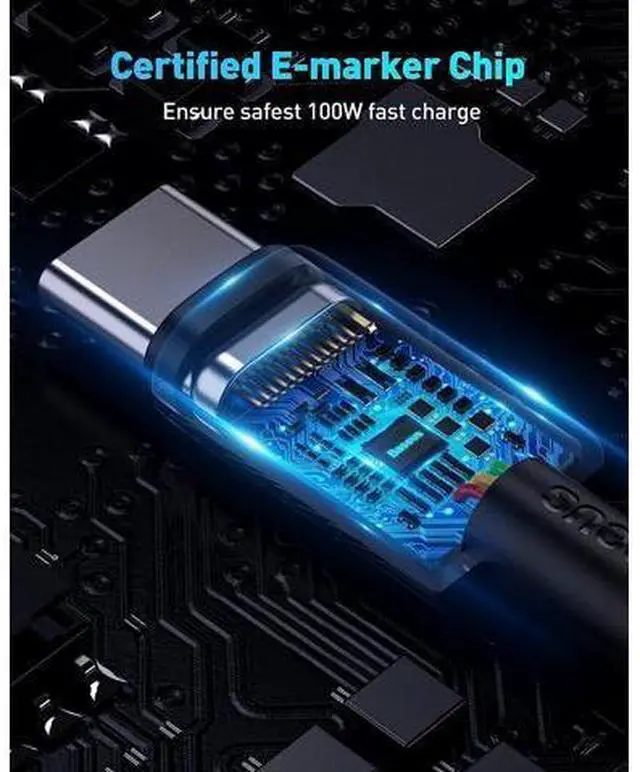 Alt view image 6 of 7 - USB C Cable, Baseus 100W PD 5A QC 4.0 Fast Charging USB C to USB C Cable, Zinc Alloy Nylon Braided Type C Data Cable for Samsung S21 S20+ S10 Note 10 iPad Pro MacBook Pro Google Pixel and more (6.6ft)