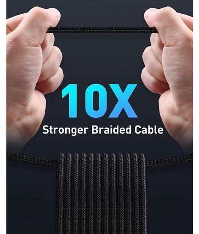Alt view image 7 of 7 - USB C Cable, Baseus 100W PD 5A QC 4.0 Fast Charging USB C to USB C Cable, Zinc Alloy Nylon Braided Type C Data Cable for Samsung S21 S20+ S10 Note 10 iPad Pro MacBook Pro Google Pixel and more (6.6ft)