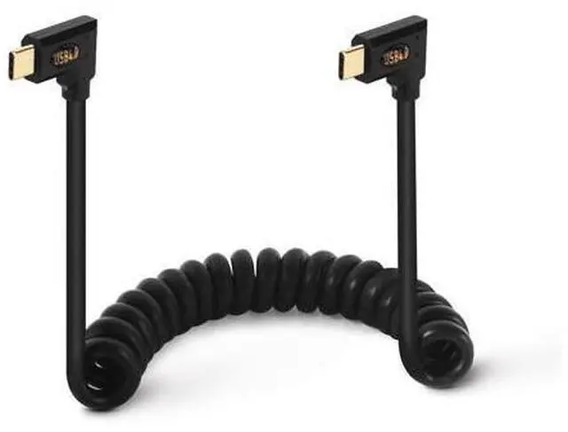 Main image of 3.9ft Max USB 4.0 Type C Coiled Cable, Bidirectional 40Gbps, 240W PD Charging, 8K@60Hz Video, Left Right to Left Right Male Spring Spiral Cord for Thunderbolt 4/3, Smartphone, Laptop, Monitor